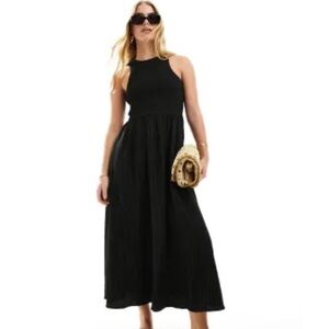 ASOS DESIGN Racer Crinkle Midi Sundress with Scoop Back